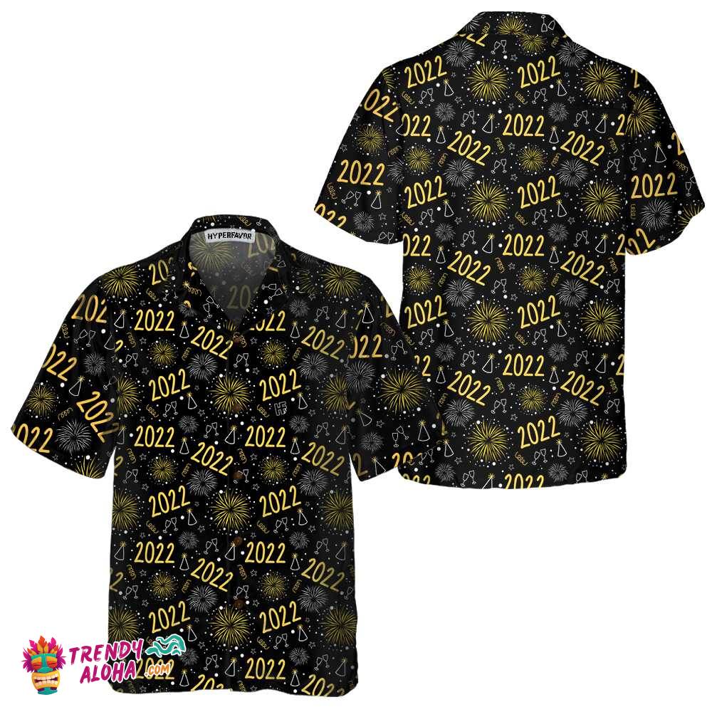 2022 New Year Golden Firework Hawaiian Shirt, Happy New Year Shirt For Men & Women
