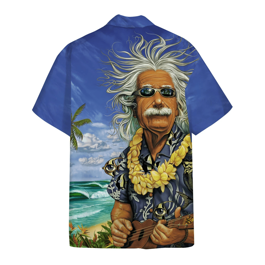 3D Albert Einstein Chilling On The Beach Custom Hawaii Shirt Aloha Shirt For Summer