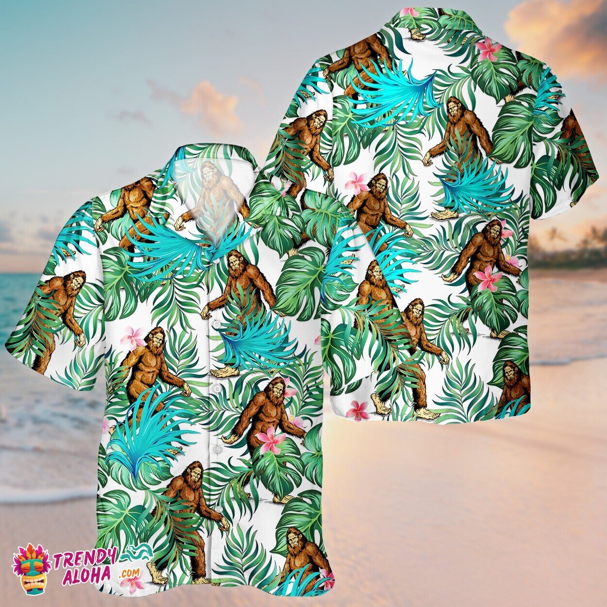 3D Bigfoot Unisex Aloha Short Sleeve Hawaiian Tropical Shirt