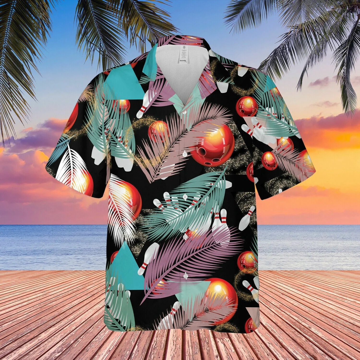 3D Bowling Leaf Colorful Unisex Trendy Hawaiian Shirt Full Size S-5Xl