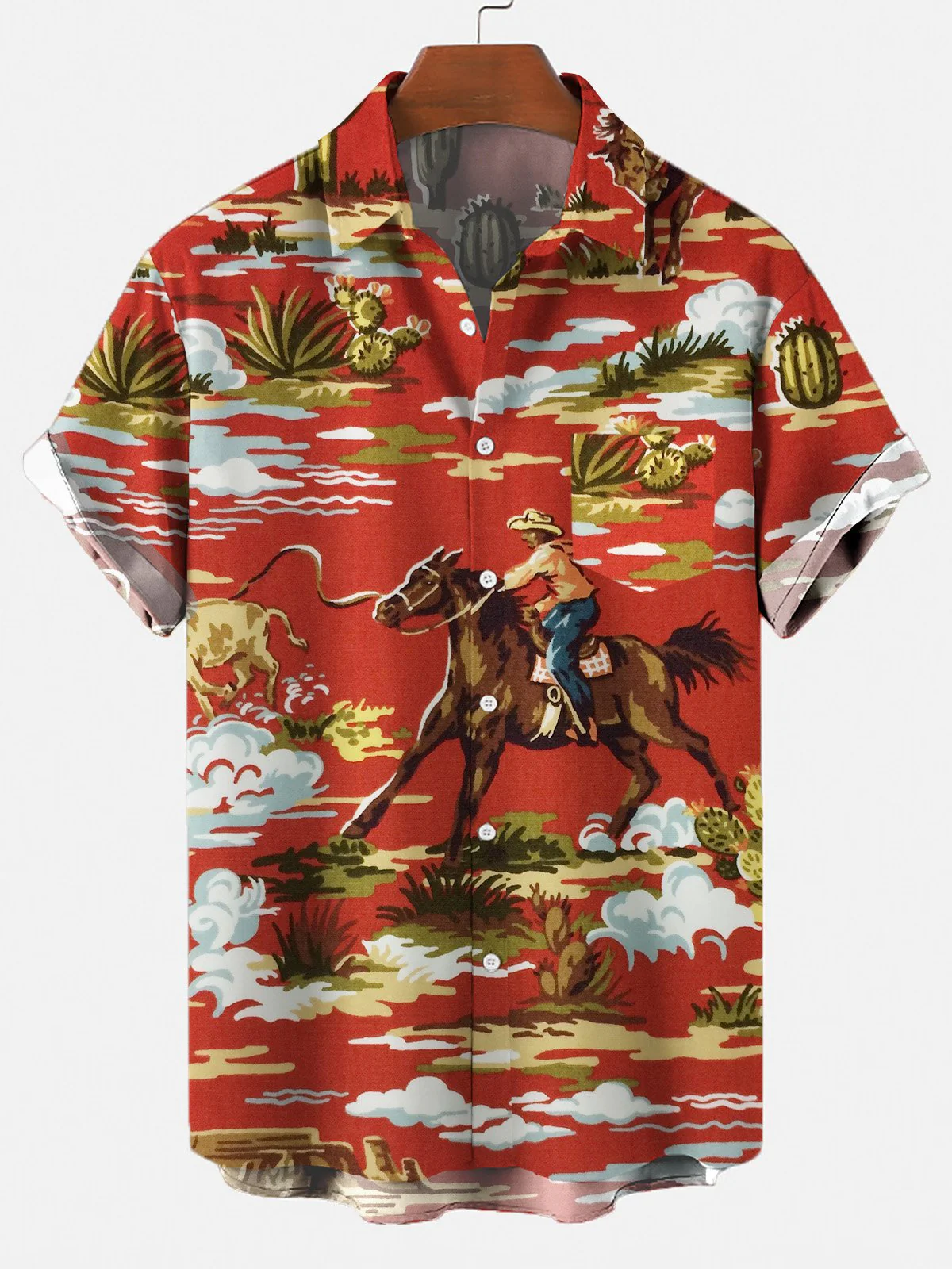 3D Cowboy On Horseback Hawaiian Shirt Western Essence Captured