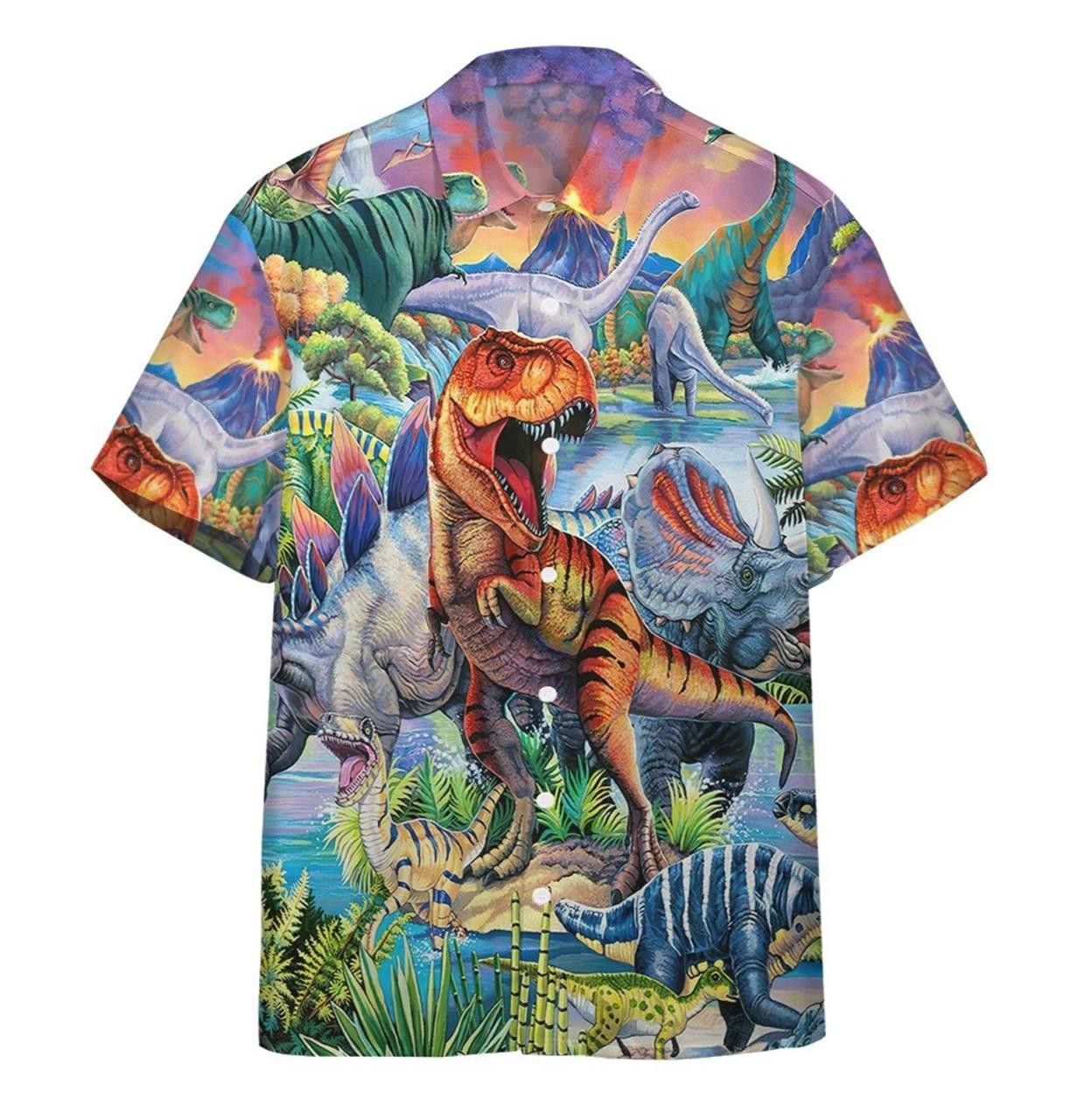 3d Dinosaur World Hawaiian Custom Short Sleeve Shirts Hawaiian Shirt