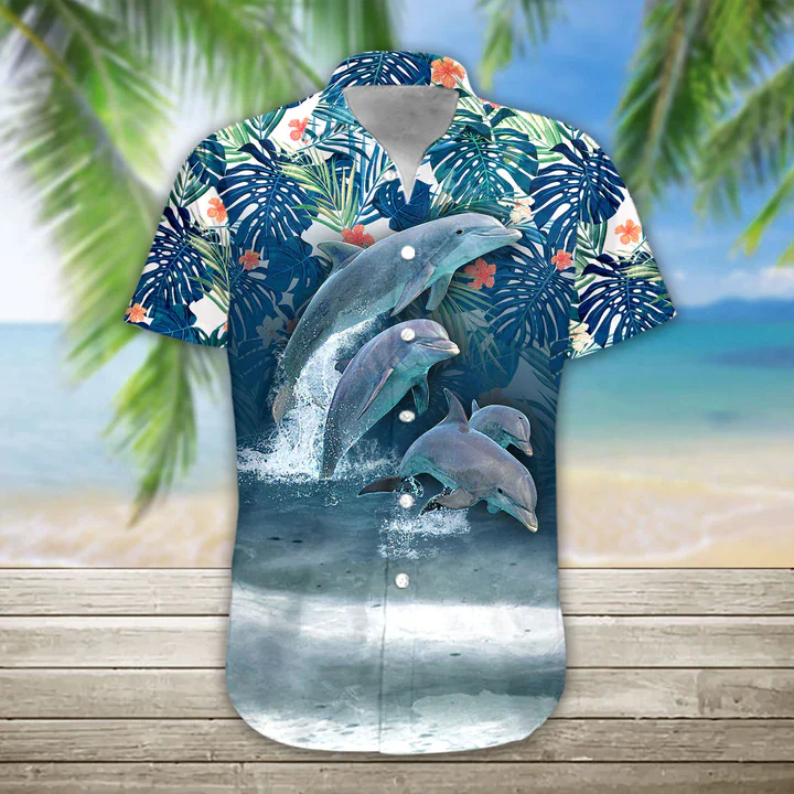 3D Dolphin Hawaii Shirt, Trendy Hawaiian Shirt For Men, Women