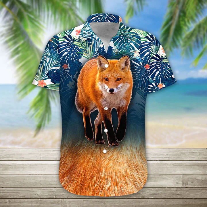 3D Fox Hawaii Shirt, Trendy Hawaiian Shirts For Men Print Button Down Shirt