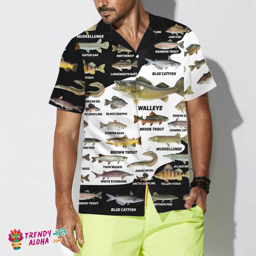 3D Freshwater Fish Types Hawaiian Shirt