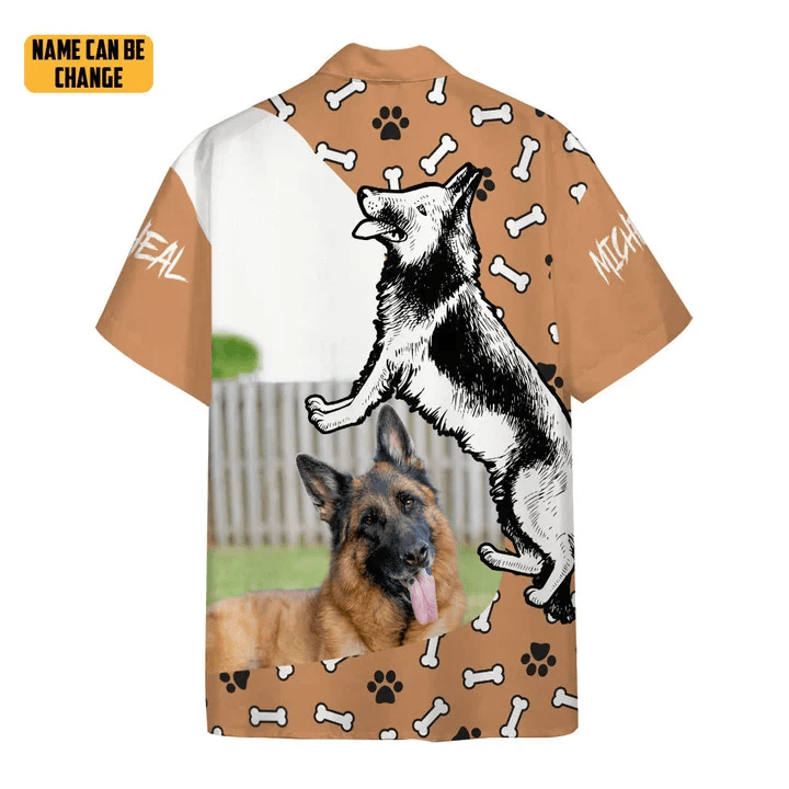 3D German Shepherd Dog Hawaii Custom Text Trendy Hawaiian Shirt