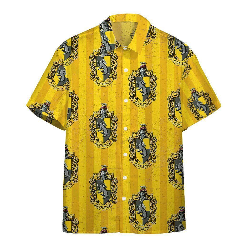 3D Harry Potter Hogwarts Hufflepuff House Pride Crests Custom Hawaii Shirt Aloha Shirt For Summer 3D Harry Potter Hogwarts Hufflepuff House Pride Crests Custom Hawaii Shirt Aloha Shirt For Summer