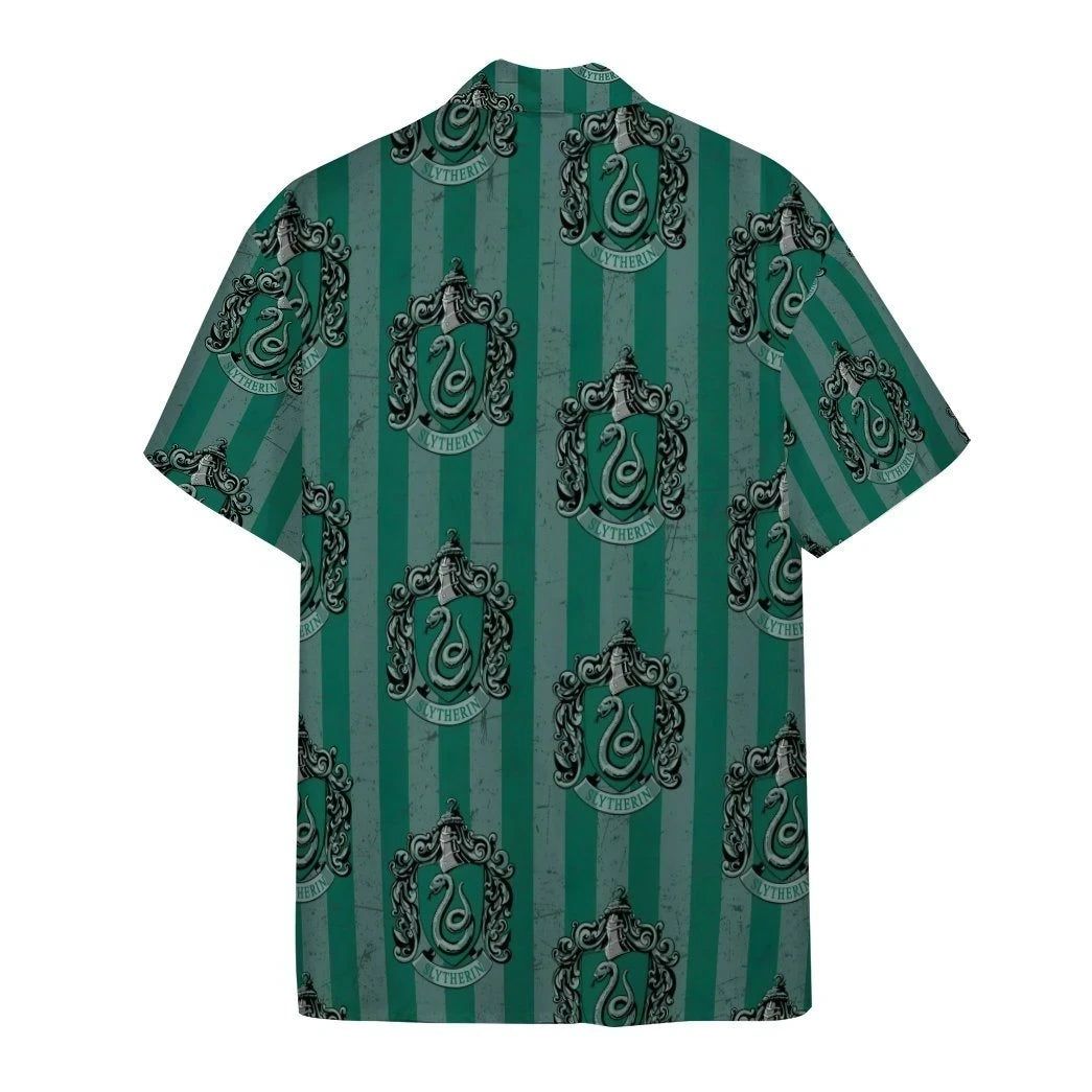 3D Harry Potter Hogwarts Slytherin House Pride Crests Custom Hawaii Shirt Aloha Shirt For Summer