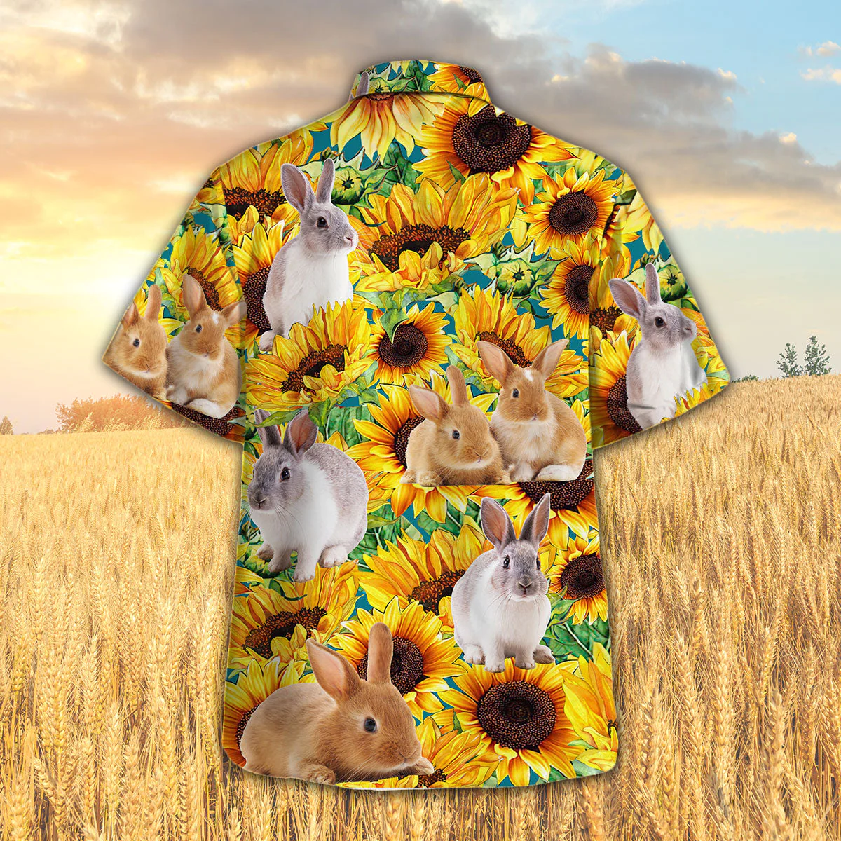 3D Hawaiian Shirt Displaying Sunflower Rabbit Vibrancy Premium Quality