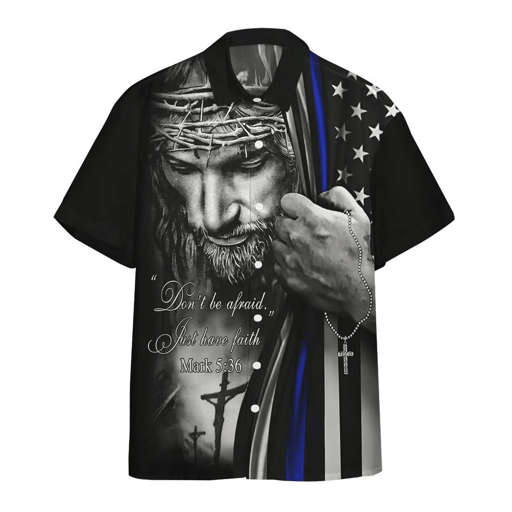 3D Jesus Christ Blue Line Flag Custom Short Sleeve Shirt 3D Jesus Christ Blue Line Flag Custom Short Sleeve Shirt