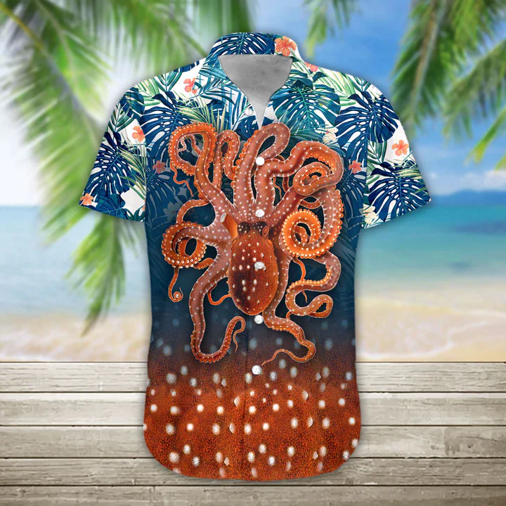 3D Octopus Hawaii Shirt, Summer Trendy Hawaiian Shirts Casual Short Sleeve Shirt Men 3D Octopus Hawaii Shirt, Summer Trendy Hawaiian Shirts Casual Short Sleeve Shirt Men