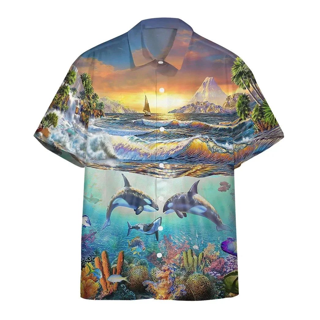 3D Paradise Bay Marine Life Custom Short Sleeve Shirt 3D Paradise Bay Marine Life Custom Short Sleeve Shirt