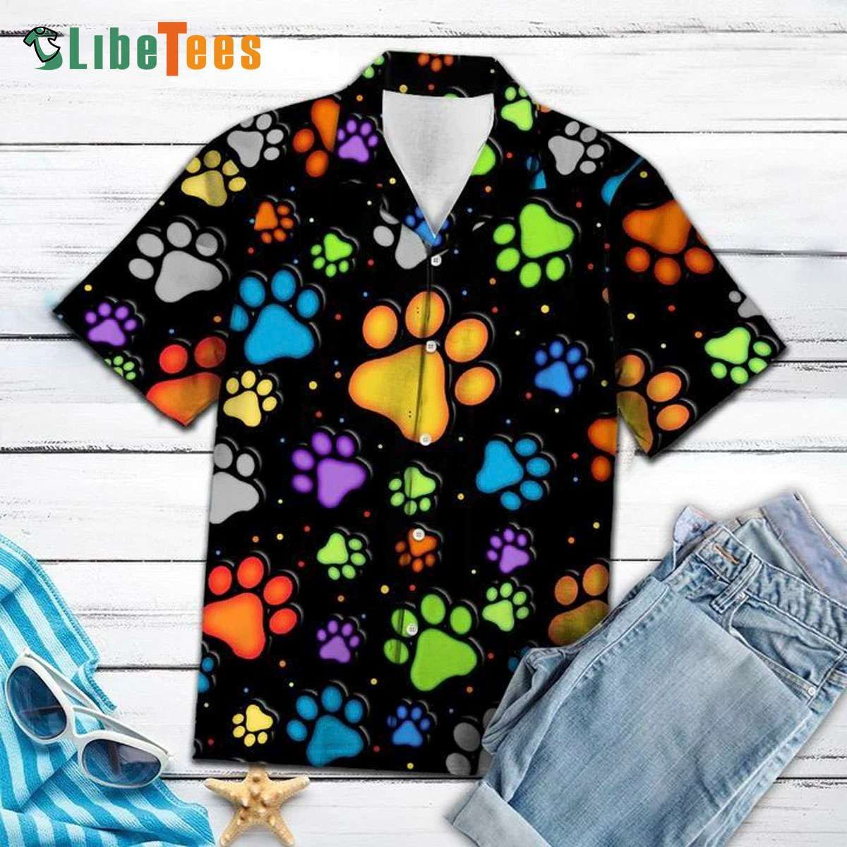 3D Paw Print Dog Lovers’ Design on Hawaiian Shirt