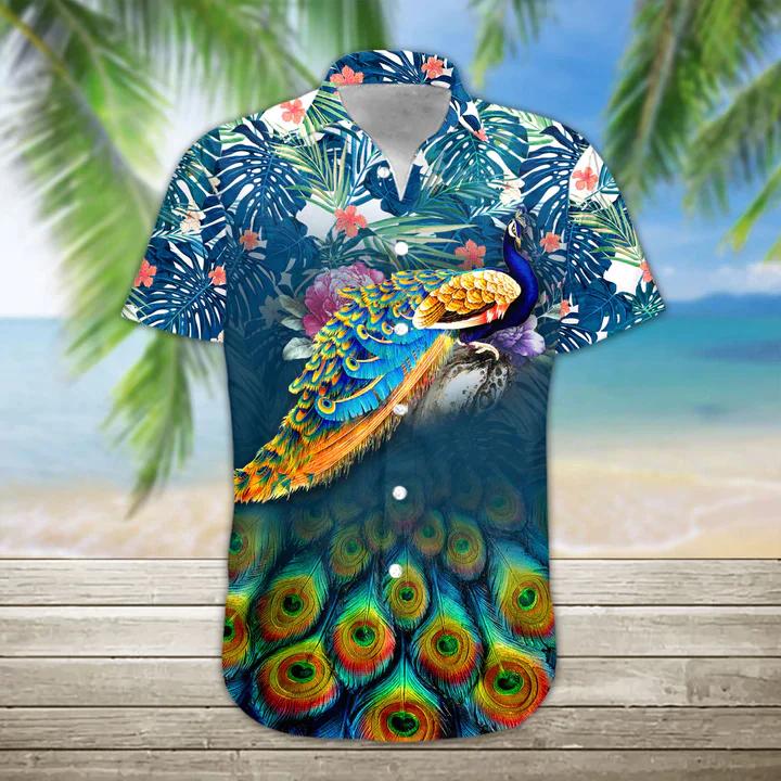 3D Peacock Hawaii Shirt, Trendy Hawaiian Shirts For Men And Women Short Sleeve Aloha Beach Shirt