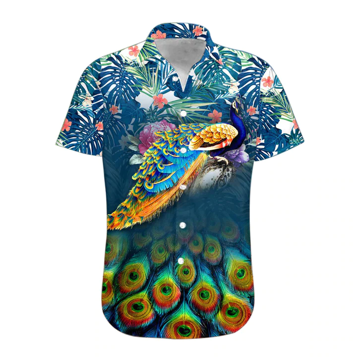 3D Peacock Hawaii Shirt, Trendy Hawaiian Shirts For Men And Women Short Sleeve Aloha Beach Shirt
