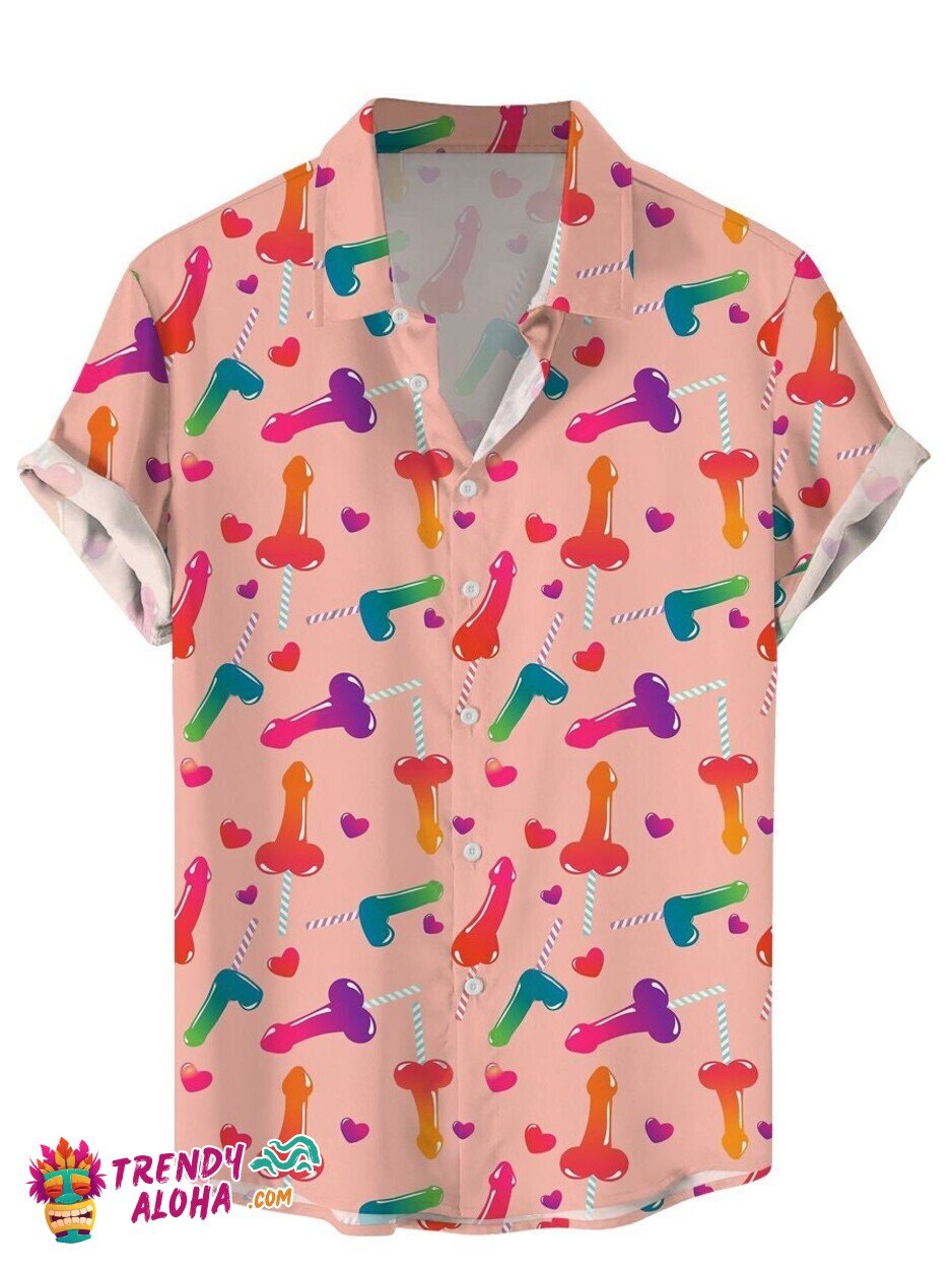 3D Printed Funny Men’s Hawaiian Shirt for Pool Party Vintage