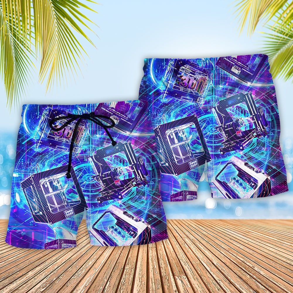 3D Printing In Modern Life Trendy Aloha Hawaiian Beach Shorts