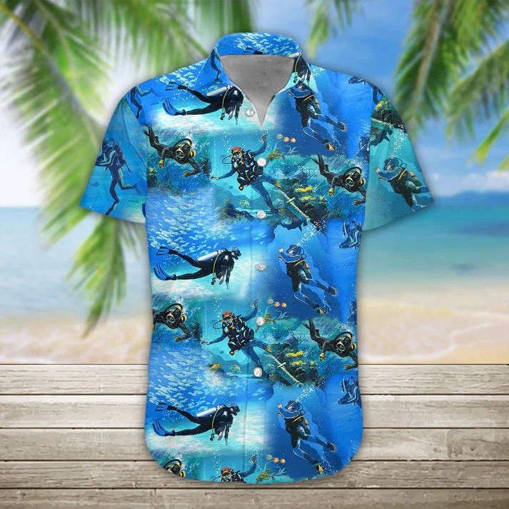 3D Scuba Diving Trendy Hawaiian Shirt For Men And Women 3D Scuba Diving Trendy Hawaiian Shirt For Men And Women