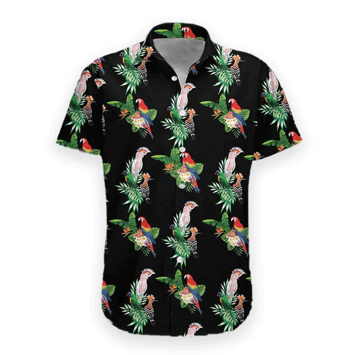 3D Summer Parrot Flower Trendy Hawaiian Shirt, Trendy Hawaiian Shirt For Men, Women