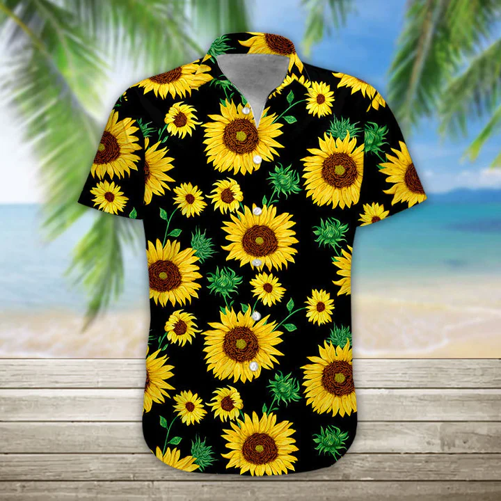 3D Sunflower Hawaii Shirt, Trendy Hawaiian Shirts For Men, Women Print Button Down Shirt
