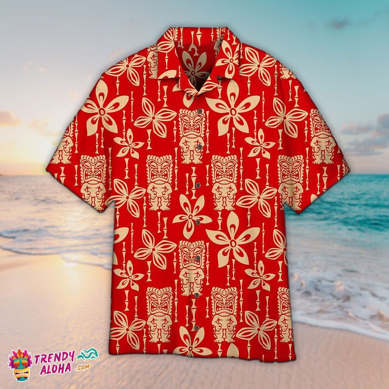 3D Tiki Tapa Tropical Unisex Summer Hawaiian Beach Shirt