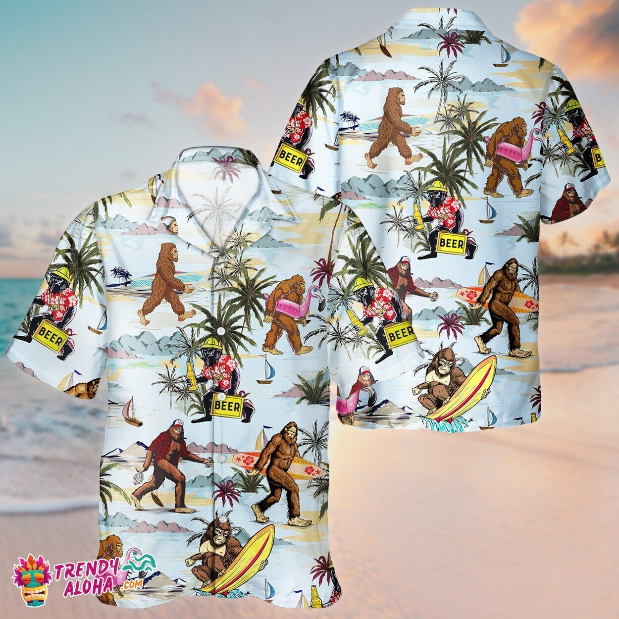 3D Tropical Bigfoot Unisex Aloha Hawaiian Shirt Short Sleeve Unique