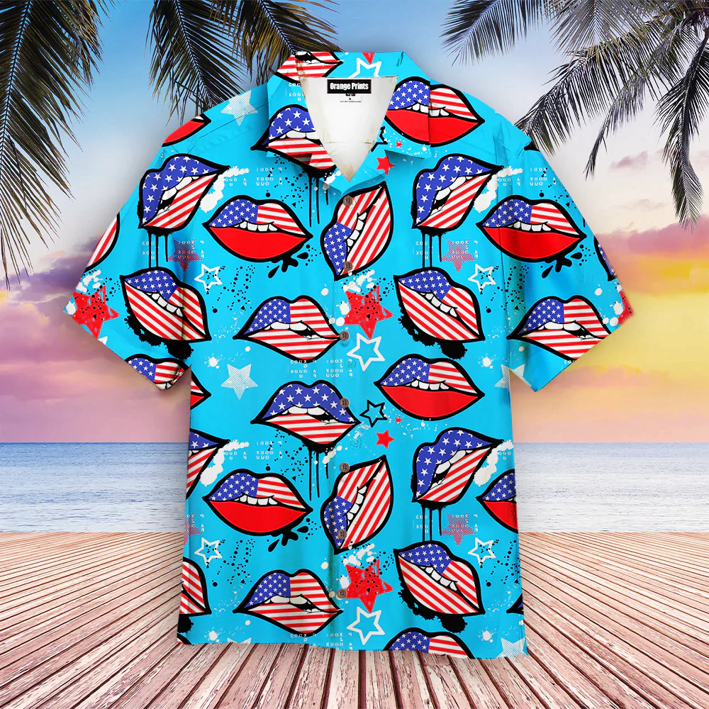 4Th Of July American Sexy Lips Hawaiian Shirt