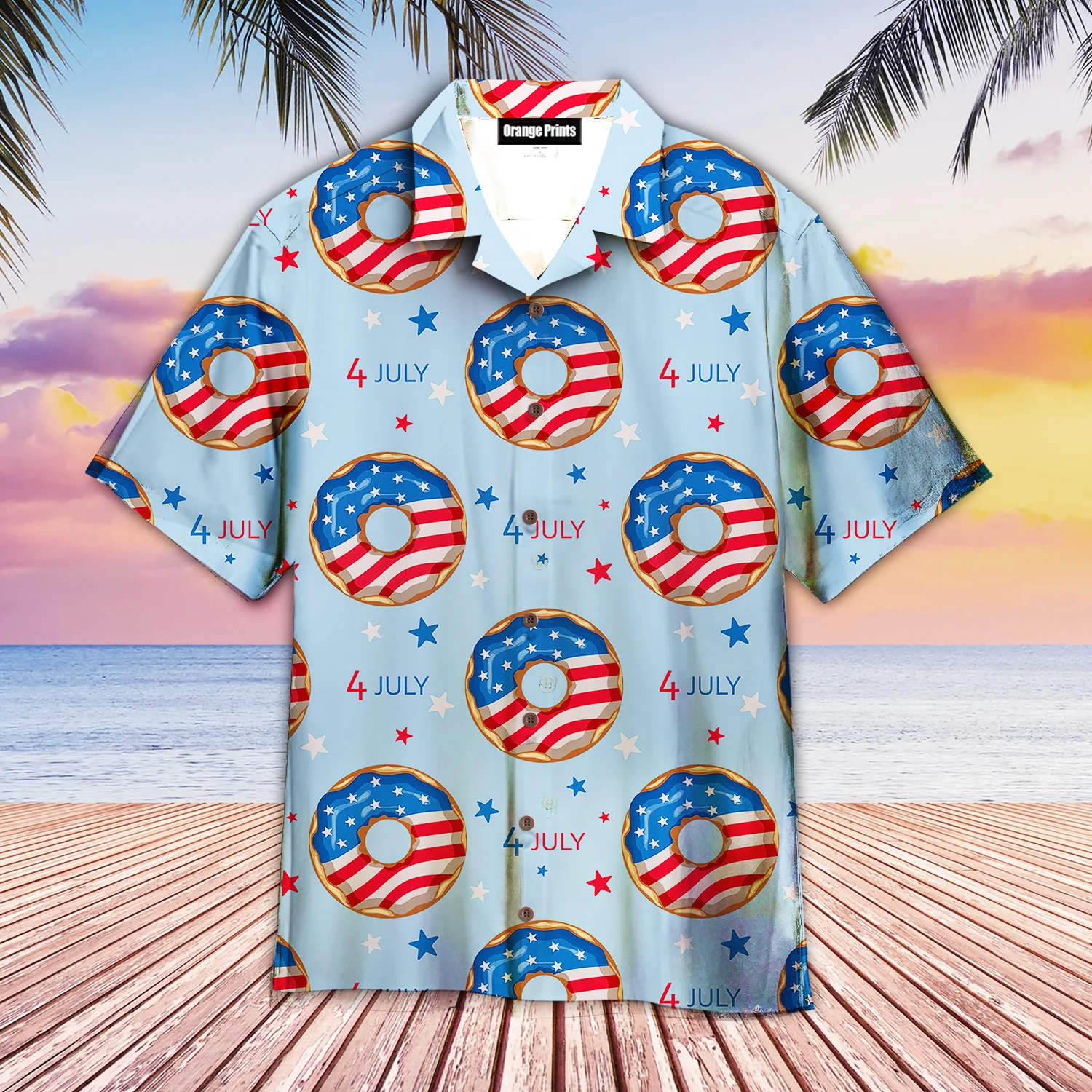 4Th Of July Blue And Red Donuts Trendy Hawaiian Shirt