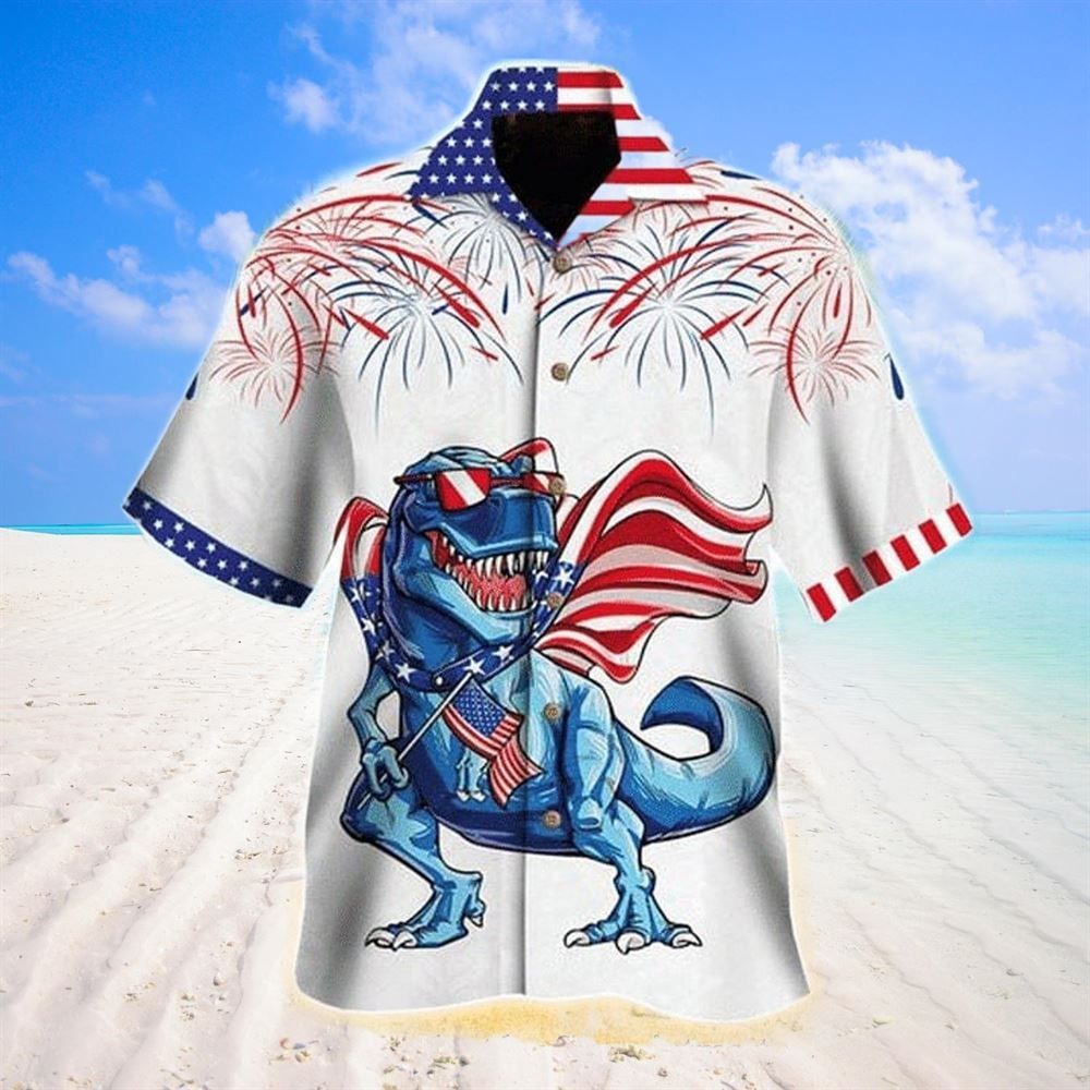 4Th Of July Dinosaurs For Dinosaurs Lovers Hawaiian Shirt