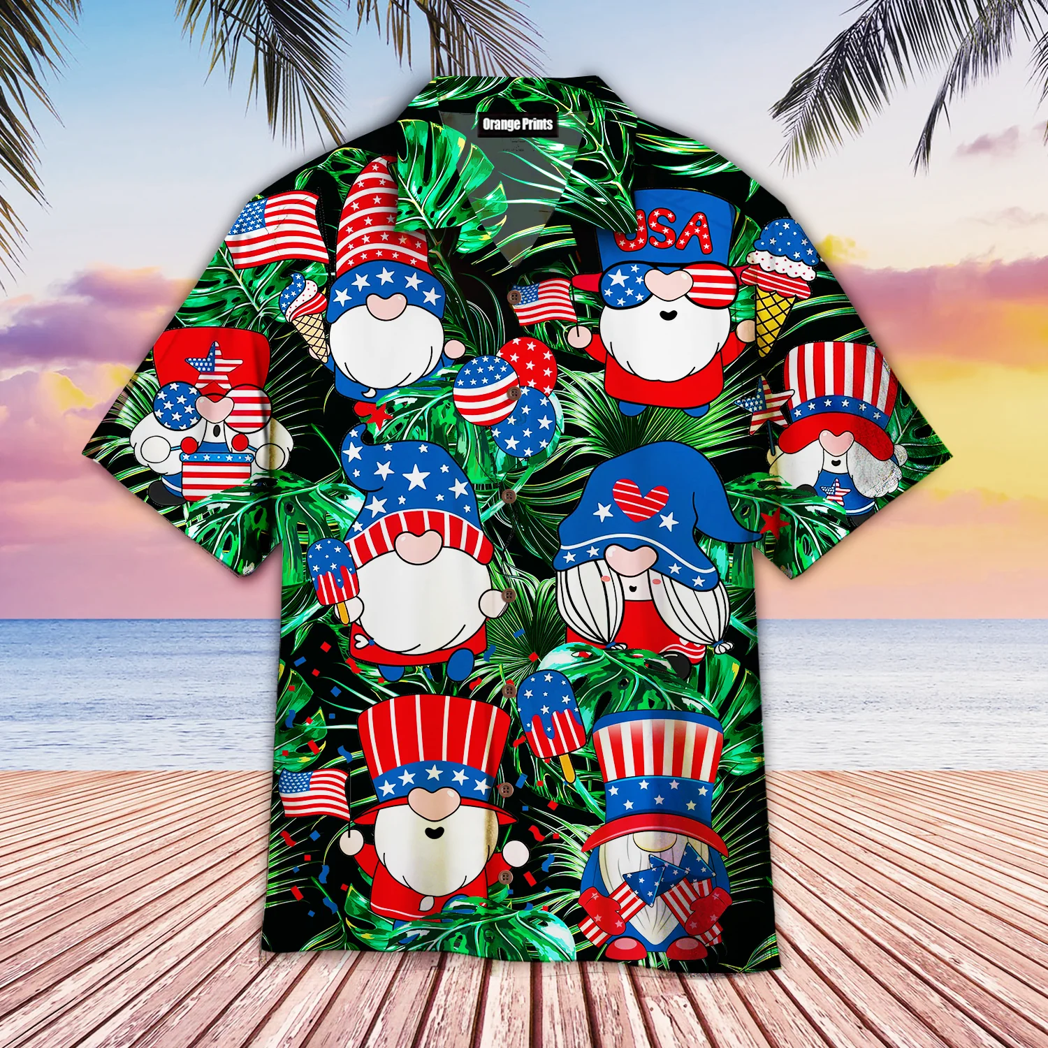 4Th Of July Happy Independence Day Gnomes Dancing Trendy Hawaiian Shirt