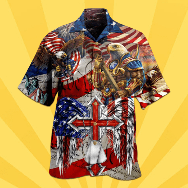 4Th Of July Hawaii Shirt Combatant Eagle American Flag Hawaiian Shirt 4Th Of July Aloha Shirt