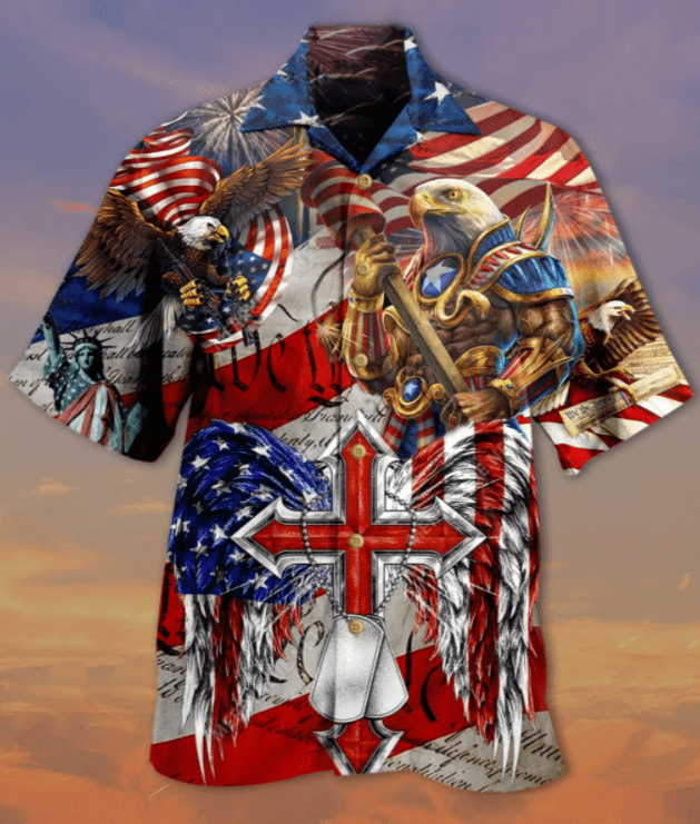 4Th Of July Hawaii Shirt Combatant Eagle American Flag Hawaiian Shirt 4Th Of July Aloha Shirt