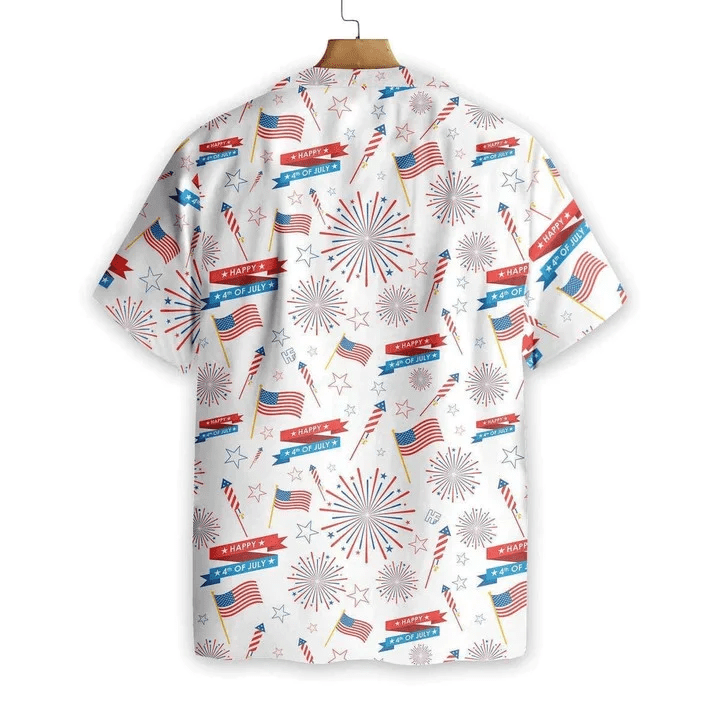 4Th Of July Hawaii Shirt Flag On White Watercolor Trendy Hawaiian Shirt