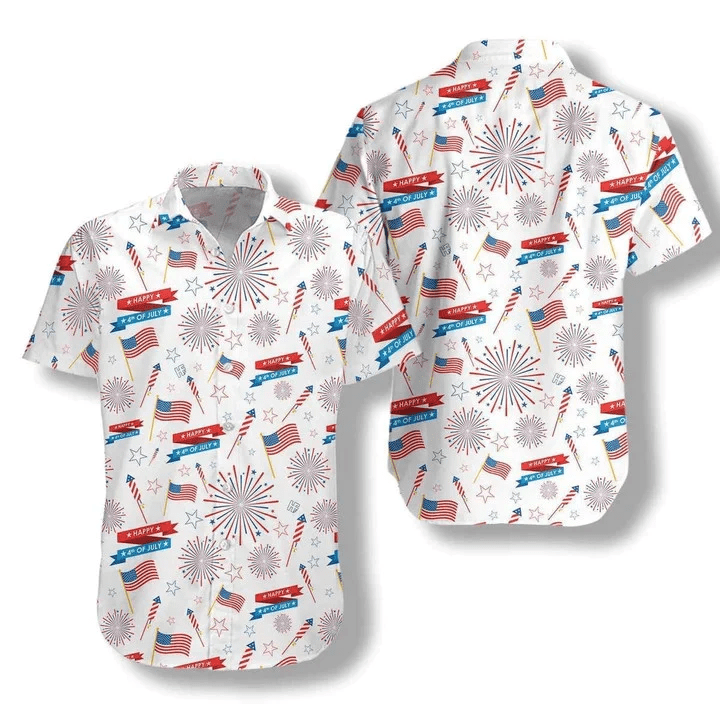 4Th Of July Hawaii Shirt Flag On White Watercolor Trendy Hawaiian Shirt 4Th Of July Hawaii Shirt Flag On White Watercolor Trendy Hawaiian Shirt