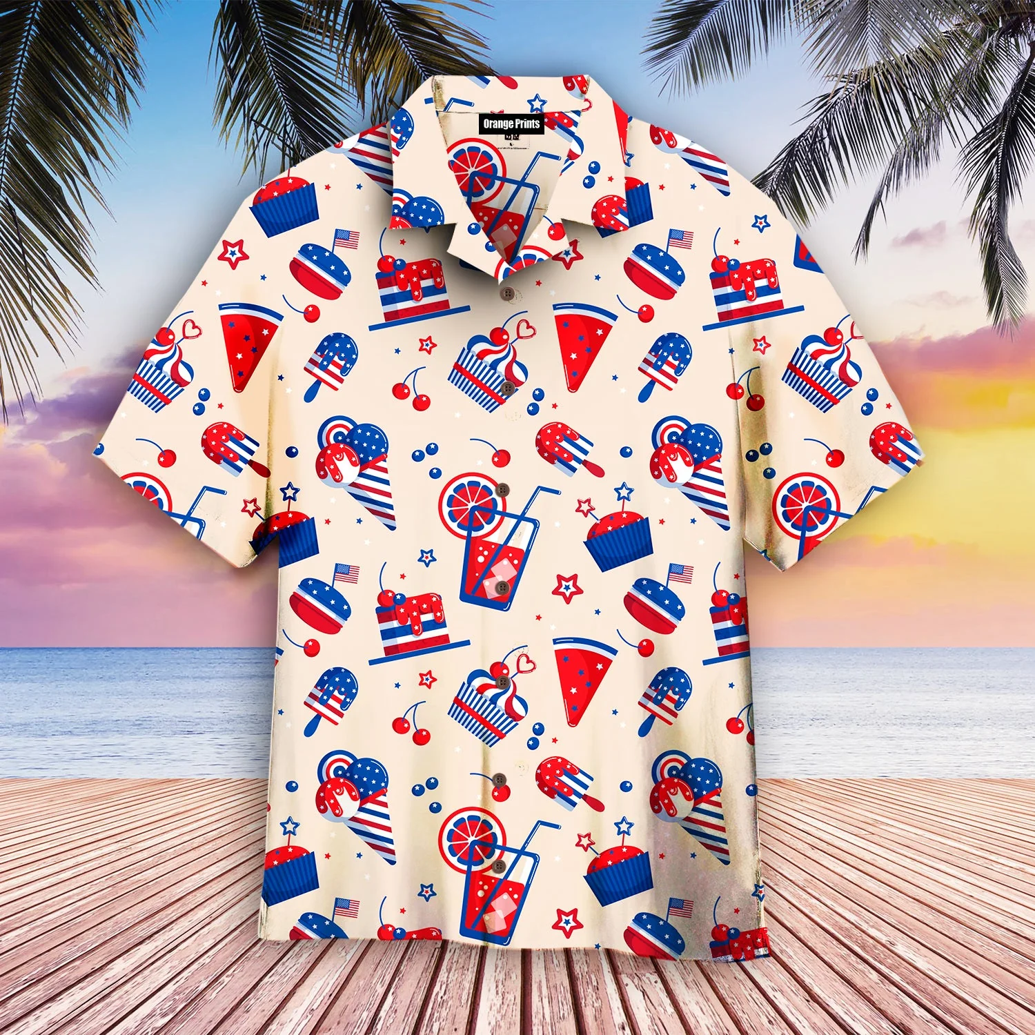 4Th Of July Ice Cream And Cakes Trendy Hawaiian Shirt