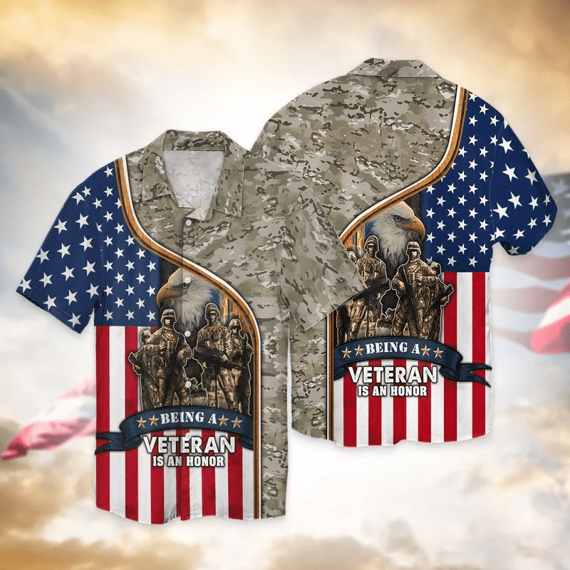 4Th Of July Independence Day American Being A Veteran Is A Honor Trendy Hawaiian Shirt