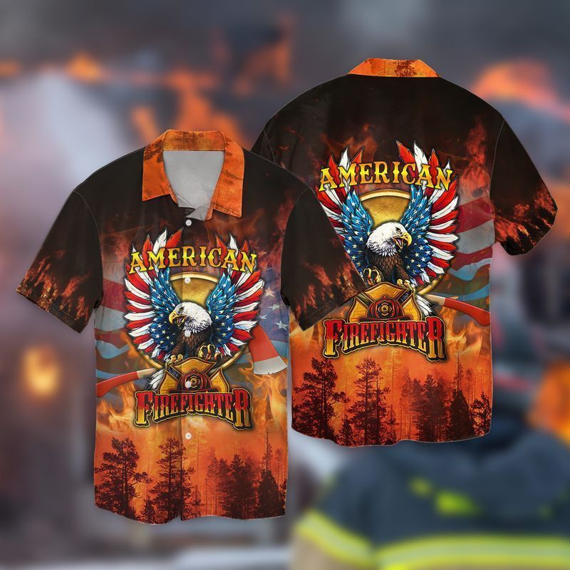 4Th Of July Independence Day American Firefighter Eagle Trendy Hawaiian Shirt 4Th Of July Independence Day American Firefighter Eagle Trendy Hawaiian Shirt