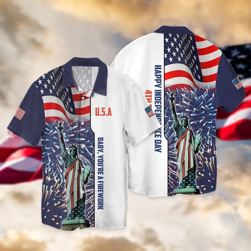 4Th Of July Independence Day American Flag Statue Of Liberty Trendy Hawaiian Shirt