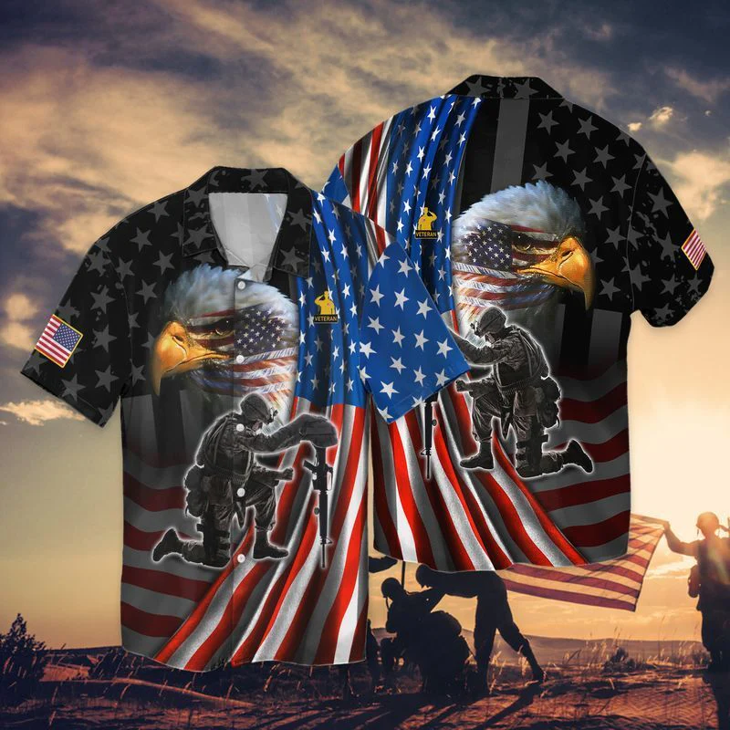 4Th Of July Independence Day Memorial Day Eagle And Veteran Trendy Hawaiian Shirt