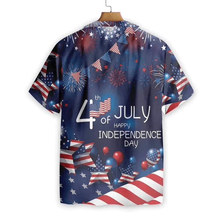 4Th Of July Watercolor Trendy Hawaiian Shirt, American Flag Fireworks Trendy Hawaiian Shirt