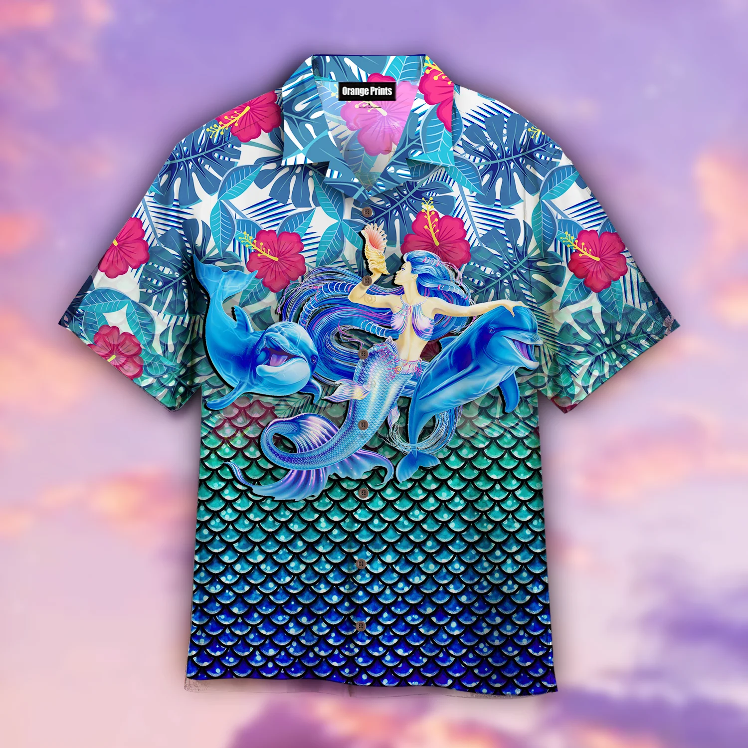 A Mermaid And Dolphins Magic Kingdom Trendy Hawaiian Shirt