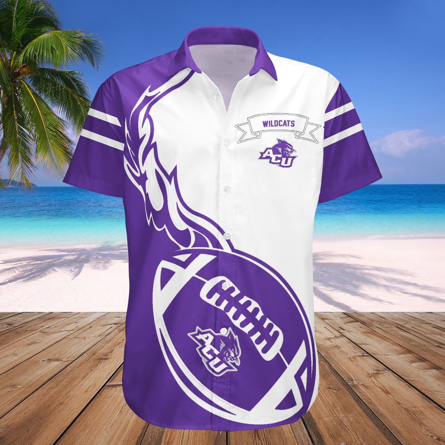 Abilene Christian Wildcats Hawaii Shirt Flame Ball – NCAA