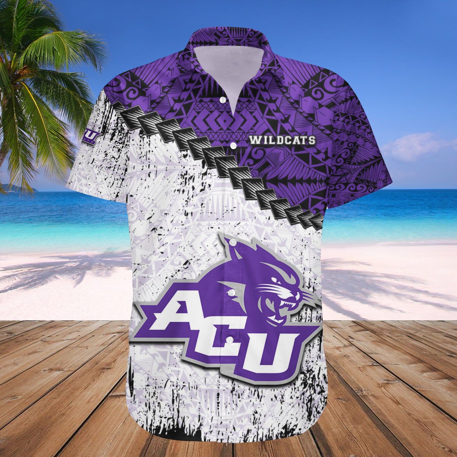 Abilene Christian Wildcats Hawaii Shirt Grunge Polynesian Tattoo – NCAA