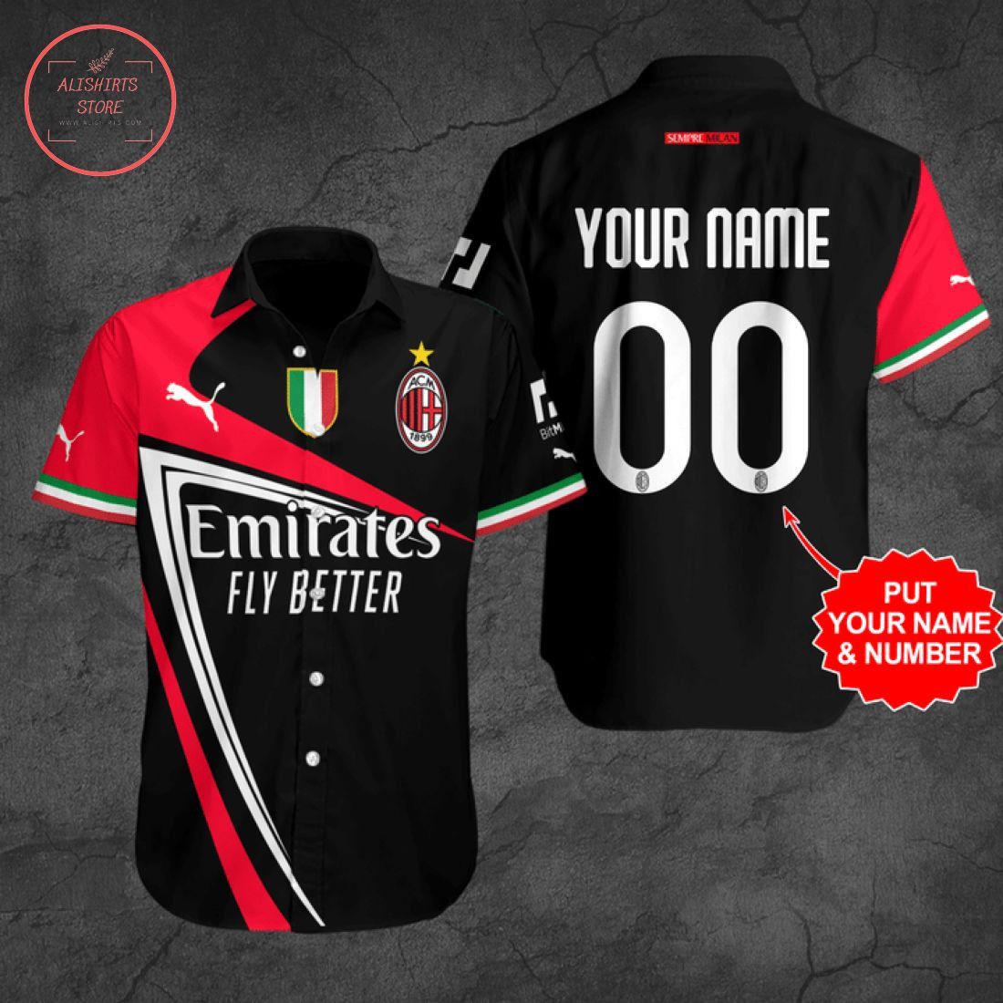 Ac Milan Custom Name Number Trendy Hawaiian Shirt Aloha Shirt