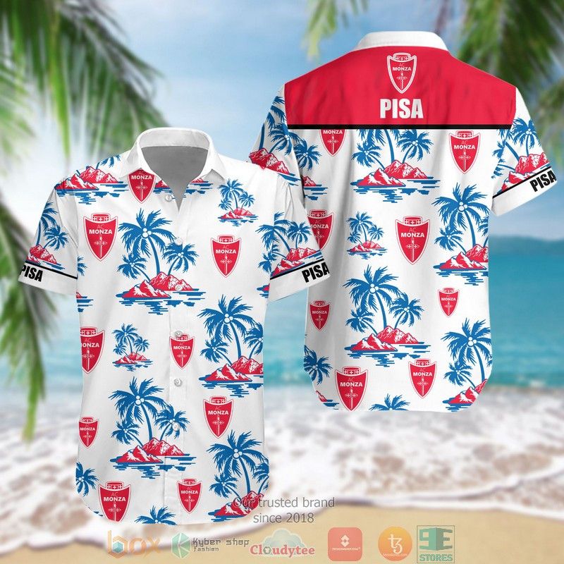 Ac Monza Coconut Tree White Red Trendy Hawaiian Shirt Aloha Shirt