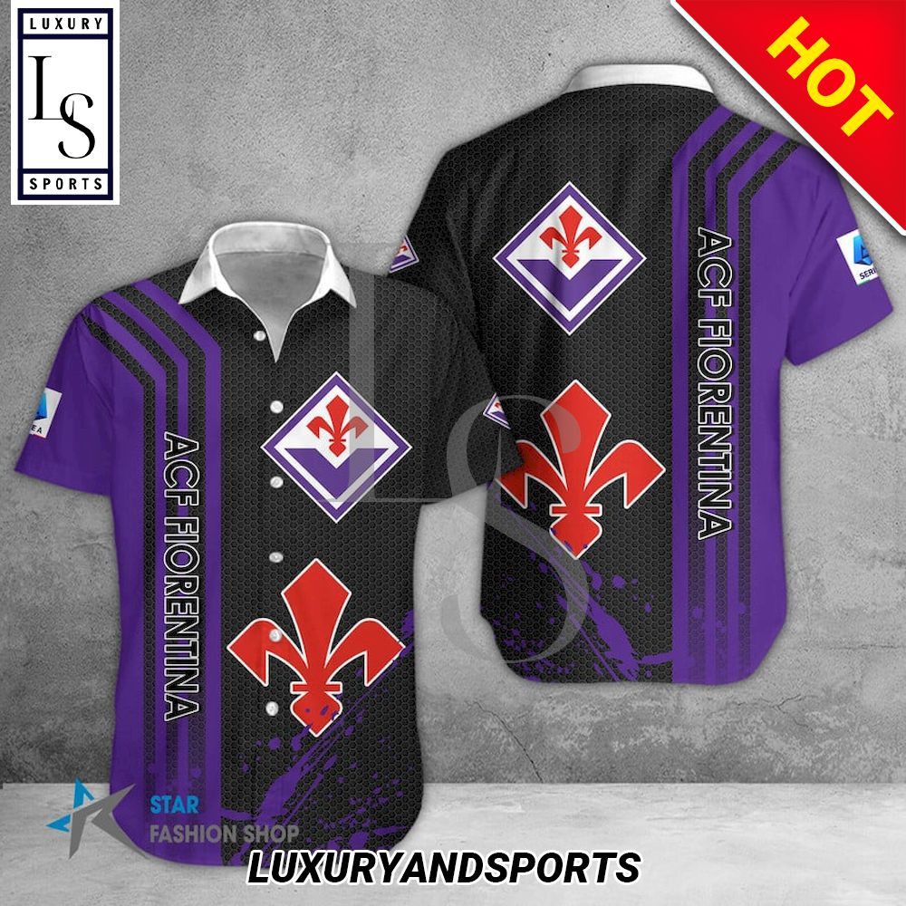 Acf Fiorentina Purple Black Hawaiian Shirt