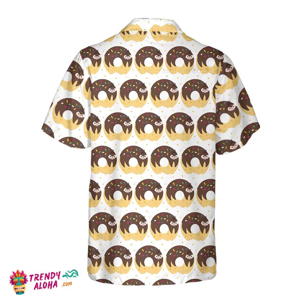 Adorable Cartoon Sloth On Donut Hawaiian Shirt, Funny Sloth Shirt For Adults, Sloth Themed Gift Idea
