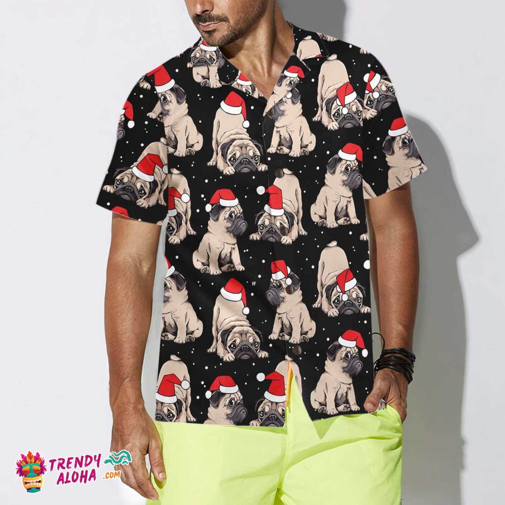 Adorable Christmas Pug Puppies Christmas Hawaiian Shirt, Best Christmas Gift For Pug Lover Adorable Christmas Pug Puppies Christmas Hawaiian Shirt, Best Christmas Gift For Pug Lover