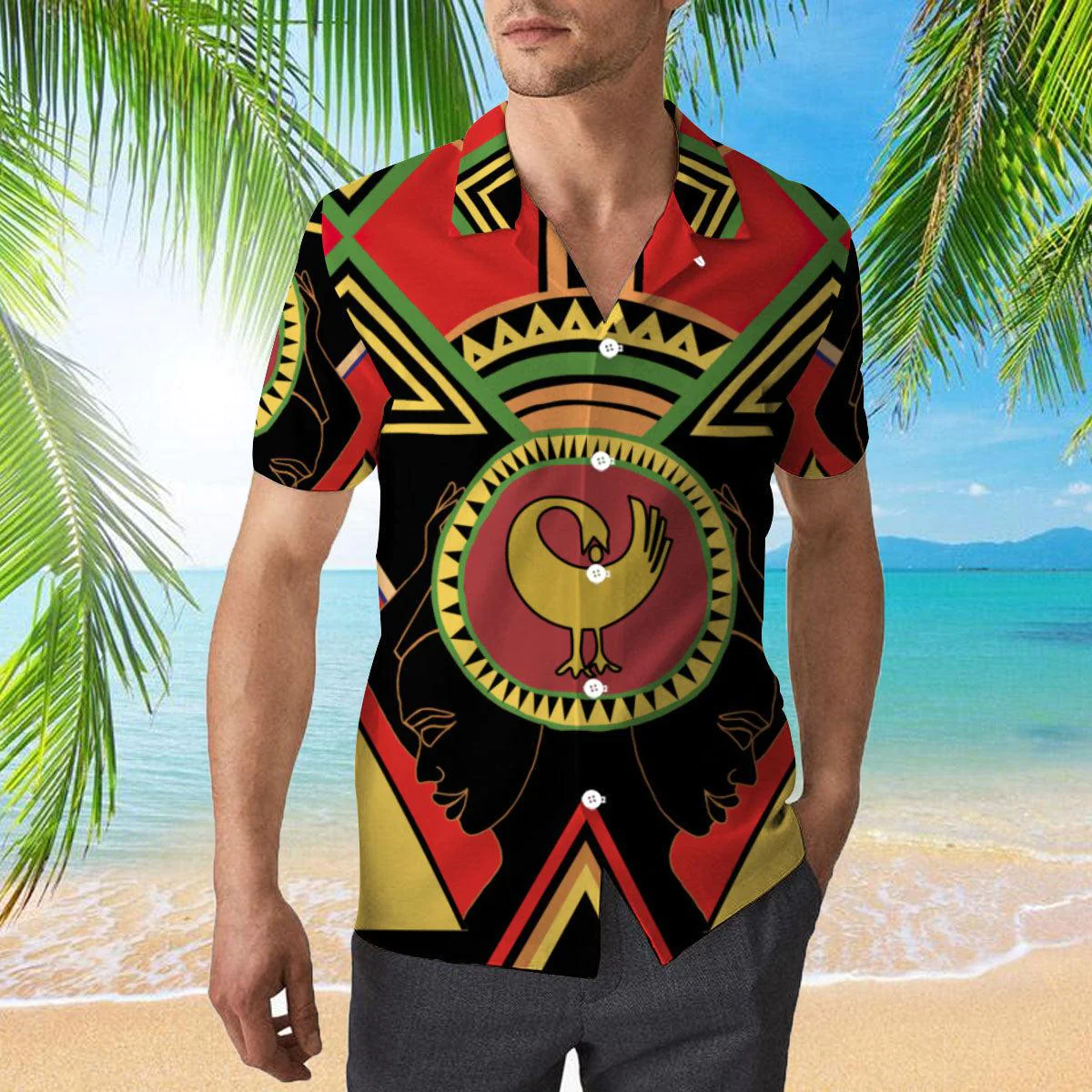 African Adinkra Sankofa Black Trendy Hawaiian Shirt
