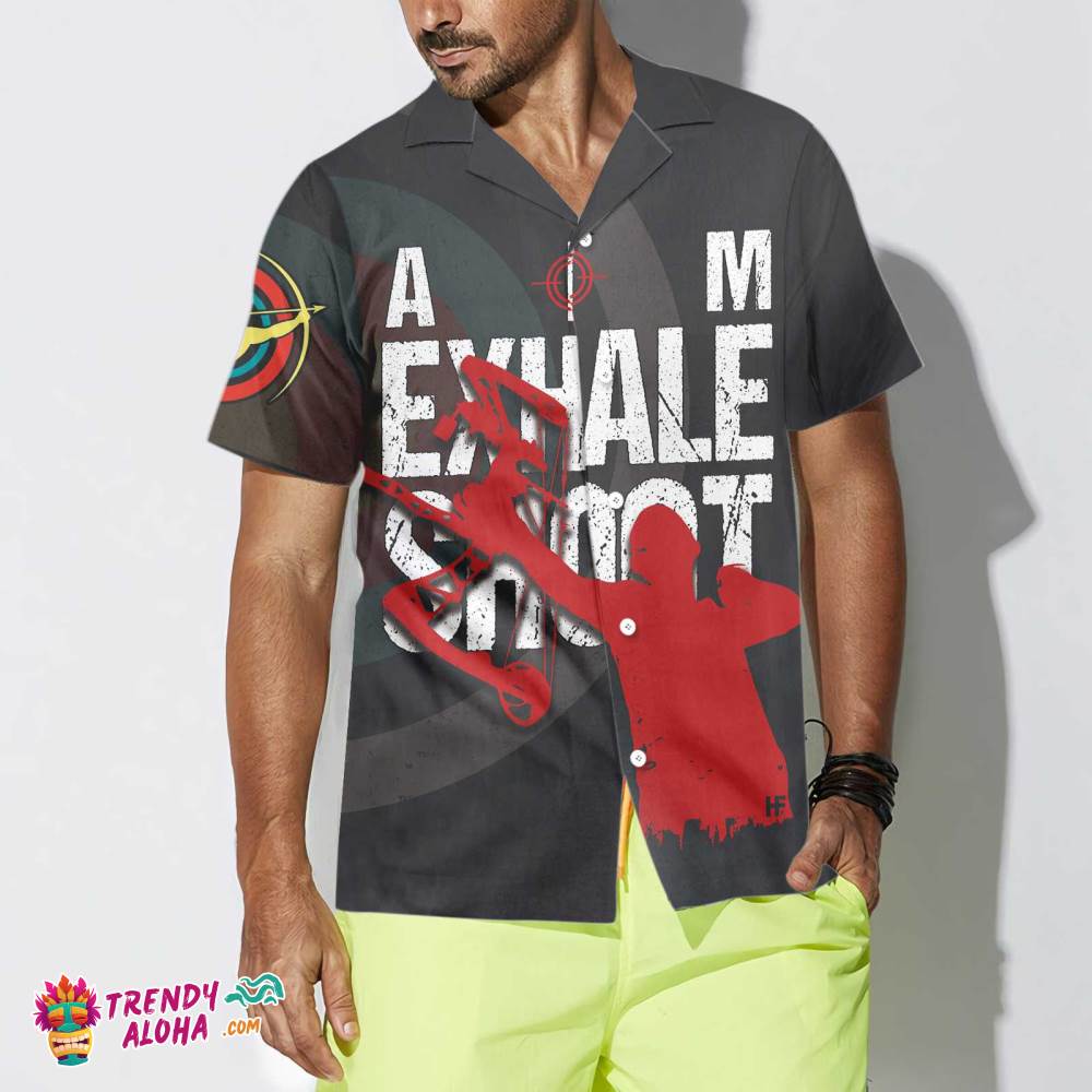Aim Exhale Shot Cool Archer Archery Hawaiian Shirt